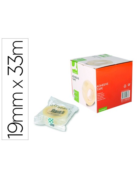 Cinta adhesiva q-connect transparente 33 m x 19 mm encelofanada