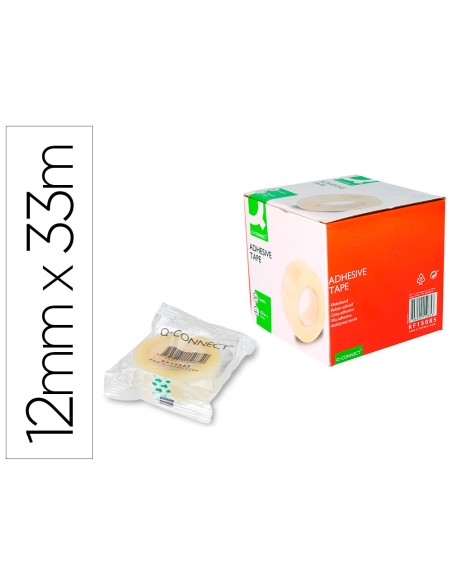Cinta adhesiva q-connect transparente 33 m x 12 mm encelofanada