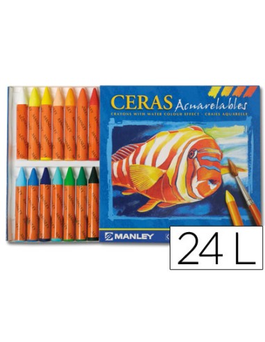 Lapices cera manley acuarelable caja de 24...