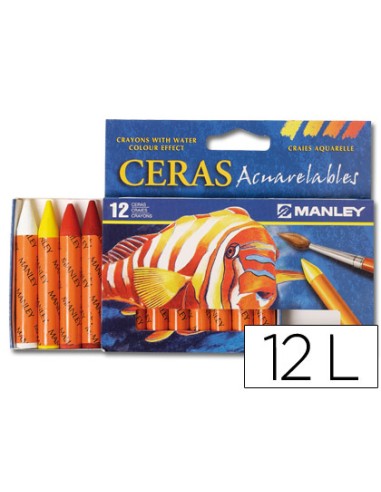 Lapices cera manley acuarelable caja de 12...