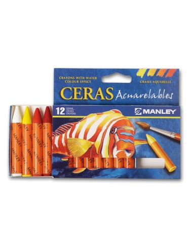 Lapices cera manley acuarelable caja de 12...
