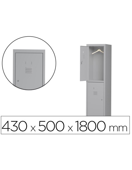 Taquilla metalica rocada 400 1 modulo x 2 puertas gris 430x500x1800 mm