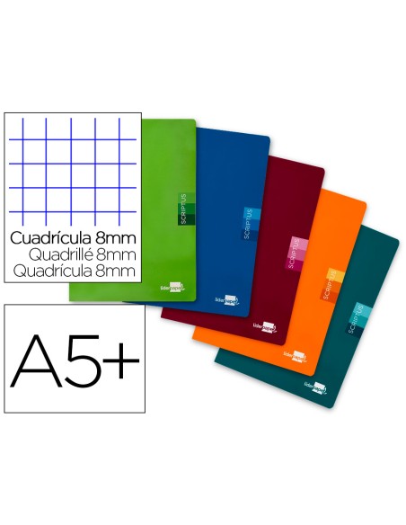 Libreta liderpapel scriptus a5 48 hojas 90gr cuadro 8mm con margen