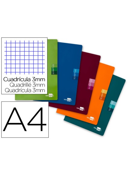 Libreta liderpapel scriptus a4 48 hojas 90gr cuadro 3mm con margen