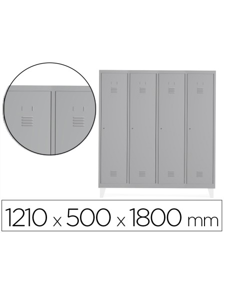Taquilla metalica rocada 300 4 modulos x 1 puerta gris 1210x500x1800 mm