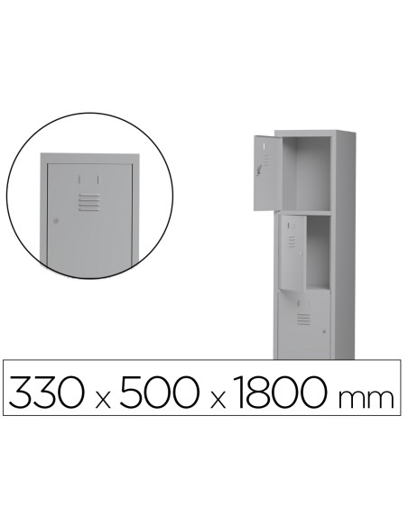 Taquilla metalica rocada 300 1 modulo 3 puertas gris 330x500x1800 mm