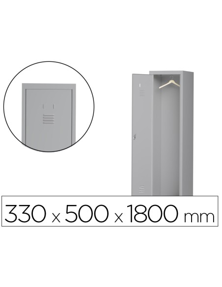 Taquilla metalica rocada 300 1 modulo puerta gris 330x500x1800 mm