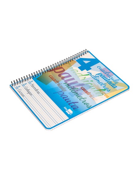 Cuaderno espiral liderpapel cuarto pautaguia tapa blanda 40h 75gr cuadro pautado 4mm c olores surtidos