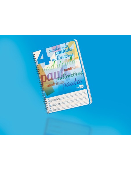 Cuaderno espiral liderpapel cuarto pautaguia tapa blanda 40h 75gr cuadro pautado 4mm c olores surtidos