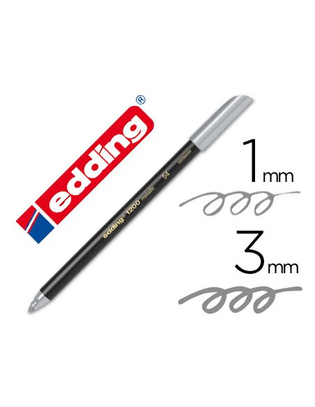 Rotulador edding punta fibra 1200 plata n. 54 punta redonda 1-3 mm