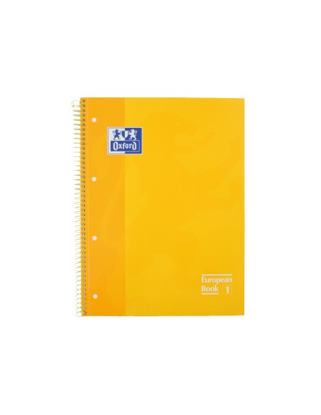 Bloc espiral oxford tapa extradura microperforado din a4 80 hojas cuadros 5mm color amarillo