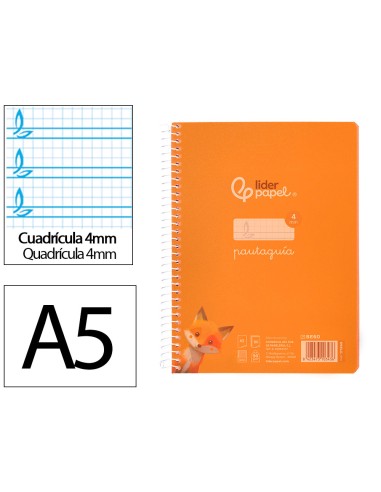 Cuaderno espiral liderpapel a5 pautaguia tapa...