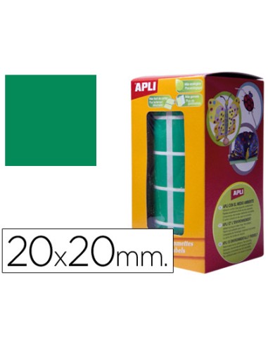 Gomets autoadhesivos cuadrados 20x20 mm verde...