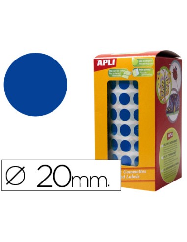 Gomets autoadhesivos circulares 20mm azul rollo...