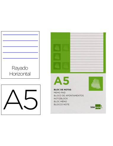 Bloc notas liderpapel horizontal a5 80 hojas...