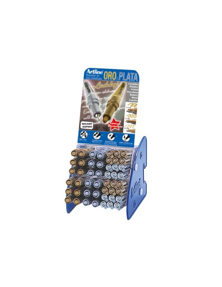 Rotulador artline marcador permanente tinta metalica gama oro y plata ek-900-999 expositor de 48 unidades
