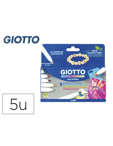 Rotulador giotto decor metal caja de 5 unidades colores surtidos