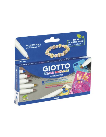 Rotulador giotto decor metal caja de 5 unidades colores surtidos