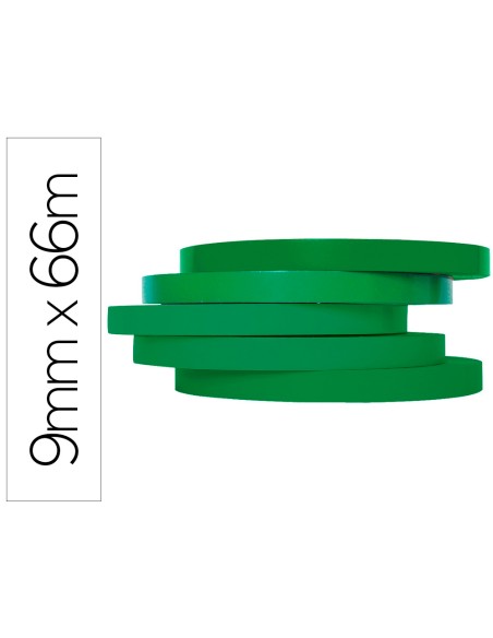 Cinta adhesiva q-connect 66 m x 9 mm verde para cerrar bolsas