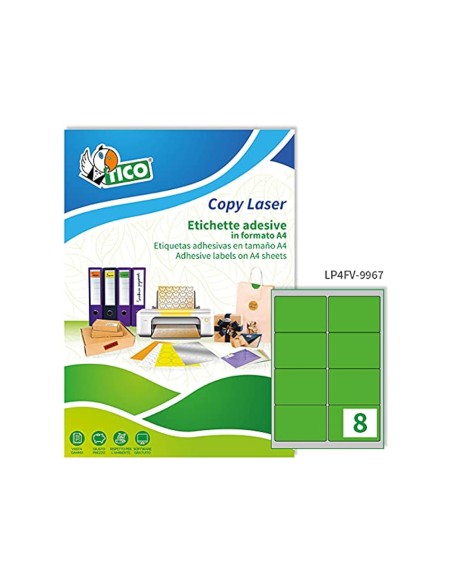 Etiqueta adhesiva tico verde f luorescentes permanente fsc laser/inkjet/fotocopia 99,1x34 mmcaja de 1120 unidades