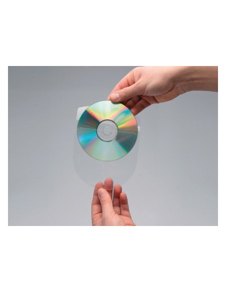 Funda autoadhesiva para cd q-connect con solapa pack de 10 unidades
