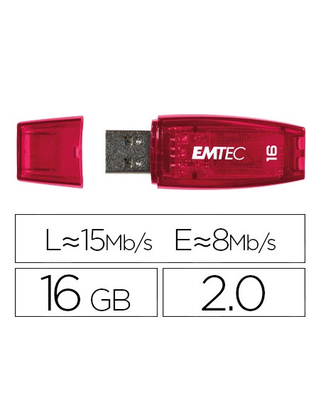 Memoria usb emtec flash c410 16 gb 2.0 rojo