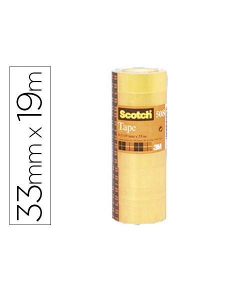 Cinta adhesiva scotch acordeon 33 m x 19 mm pack de 8 unidades
