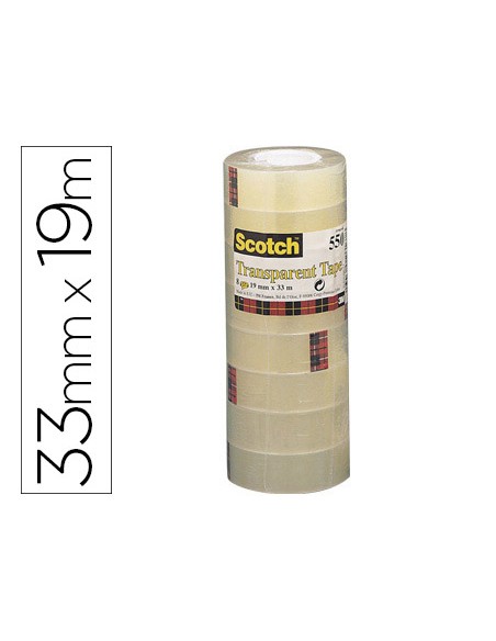 Cinta adhesiva scotch acordeon 550 33 m x 19 mm pack de 8 unidades