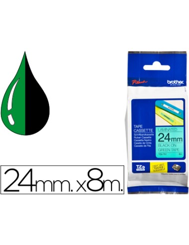 Cinta brother tze751 verde-negro 24mm longitud 8 m