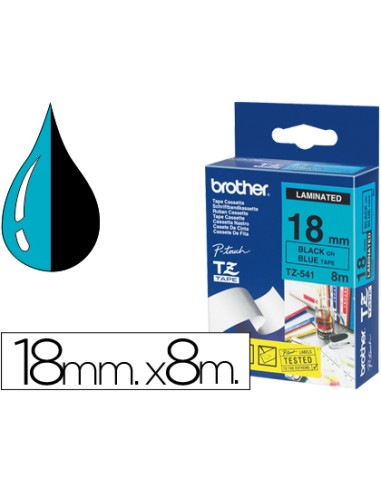 Cinta brother tze541 azul-negro 18mm longitud 8 m