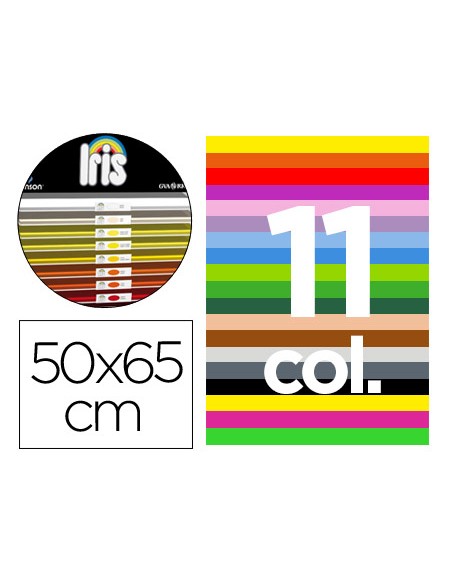 Cartulina guarro 50x65 conteni do \"c\" 25 hojas x 5 colores + 25 hojas x 4 colores fluo + 25hojas x 2 colores metal 185g