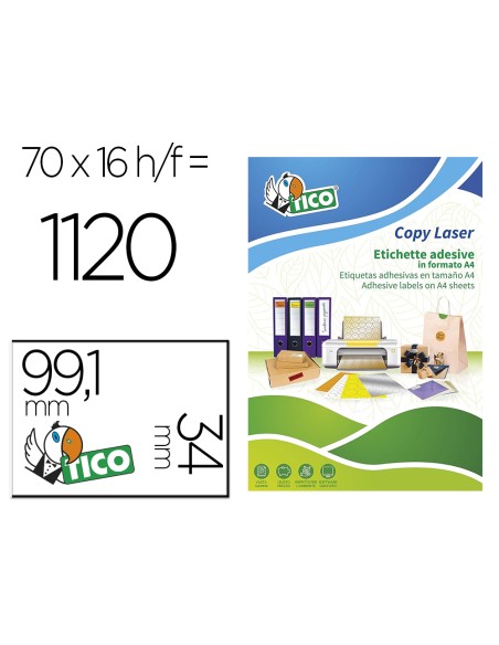 Etiqueta adhesiva tico naranja fluorescentes permanente fsclaser/inkjet/fotocopia 99,1x34mm caja de 1120 unidades