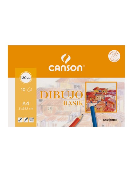 Papel dibujo basik 130 gr din a3 29,7x42 cm minipack de 10 hojas