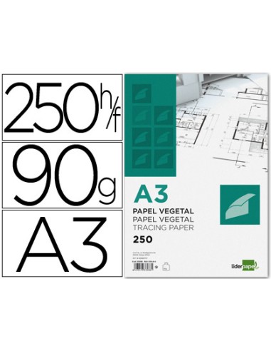 Papel vegetal liderpapel 90gr 297x420mm