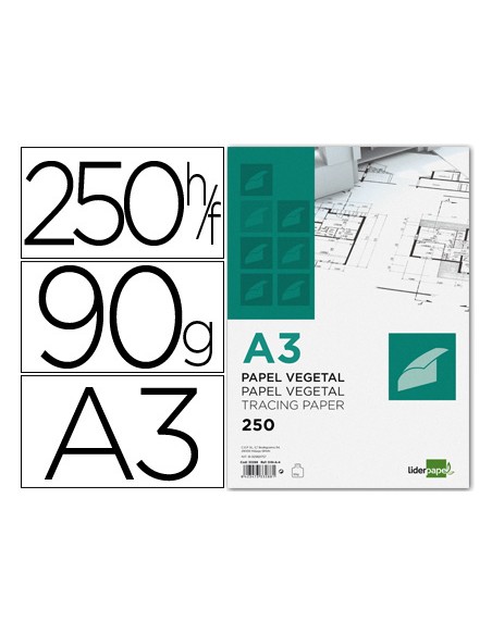 Papel vegetal liderpapel 90gr 297x420mm