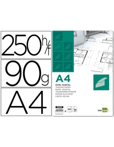 Papel vegetal liderpapel 90gr 210x297mm