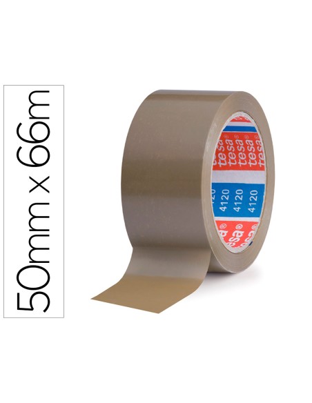 Cinta adhesiva tesa pvc color marron 66 m x 50 mm para embalaje