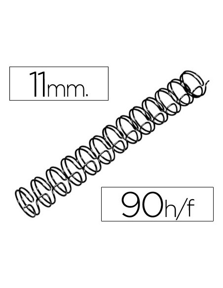 Espiral wire 3:1 11 mm n.7 negro capacidad 90 hojas caja de 100 unidades