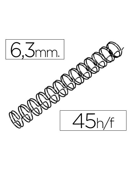 Espiral wire 3:1 6,3 mm n.4 negro capacidad 45 hojas caja de 100 unidades