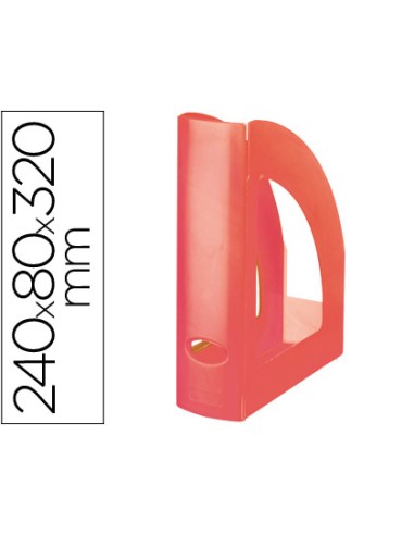 Revistero q-connect plastico rojo translucido