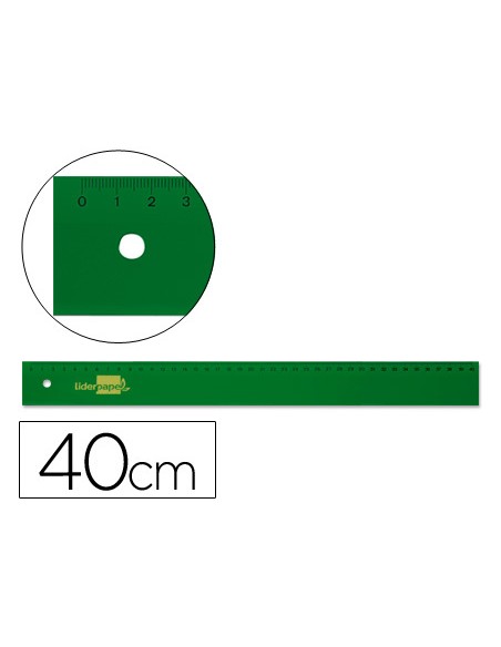 Regla liderpapel 40 cm acrilico verde