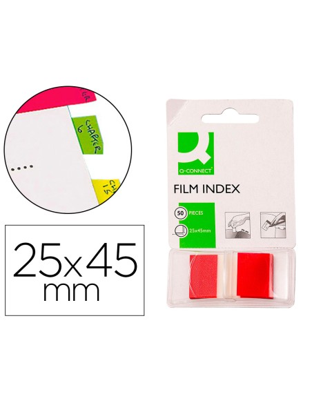 Banderitas separadoras q-connect rojas dispensador de 50 unidades