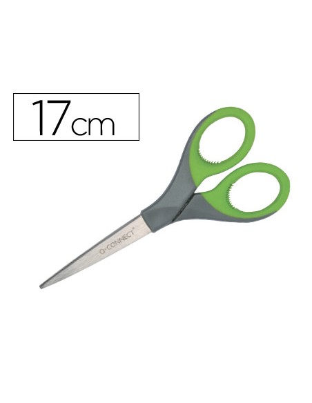 Tijera q-connect mango caucho 7\" 17 cm blister