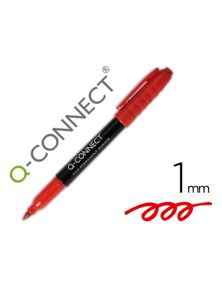Rotulador q-connect para cd/dvd punta fibra permanente rojo punta redonda 1 mm