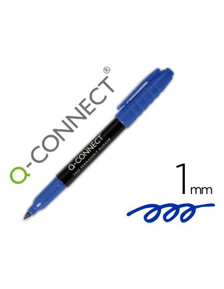 Rotulador q-connect para cd/dvd punta fibra permanente azul punta redonda 1 mm