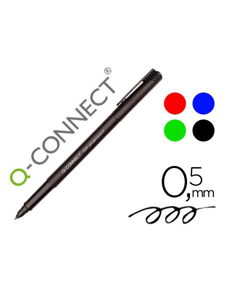 Rotulador q-connect retroproyeccion punta fibra super fina redonda 0,5 mm permanente bolsa 4 rotuladores