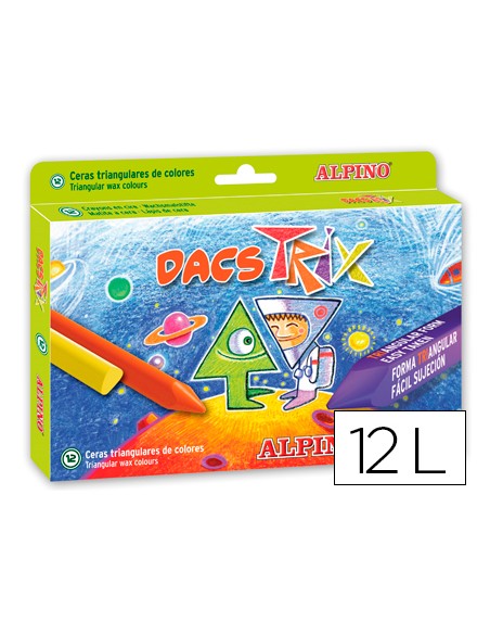 Lapices cera alpinotrix triangulares caja 12 colores