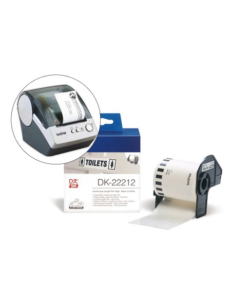Etiqueta brother dk22212 cinta plastica continua adhesiva blanca 62x15,24 m