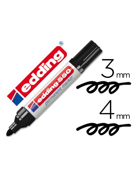 Rotulador edding punta fibra permanente 550 negro n.1 punta redonda recargable