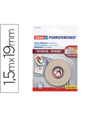 Cinta adhesiva doble cara tesa para interiores...